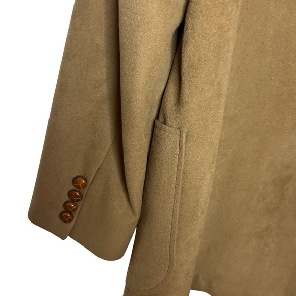 Vintage Tan Suede-Look Blazer Men’s Size 42 Classic Patch Pocket Jacket - Picture 4 of 12